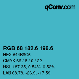 カラーコード: RGB 68 182.6 198.6 | qconv.com