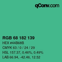 Código de color: RGB 68 182 139 | qconv.com