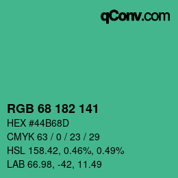 Farbcode: RGB 68 182 141 | qconv.com