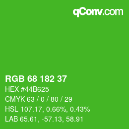 カラーコード: RGB 68 182 37 | qconv.com