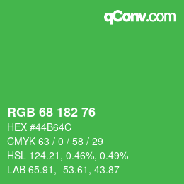 Color code: RGB 68 182 76 | qconv.com
