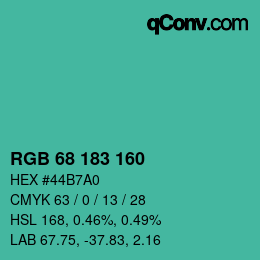 Color code: RGB 68 183 160 | qconv.com