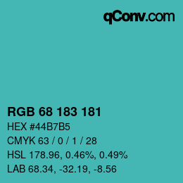 Color code: RGB 68 183 181 | qconv.com