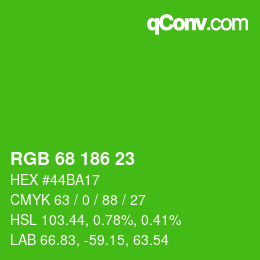 Color code: RGB 68 186 23 | qconv.com