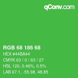 Color code: RGB 68 186 68 | qconv.com