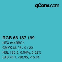 Color code: RGB 68 187 199 | qconv.com