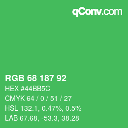 Color code: RGB 68 187 92 | qconv.com