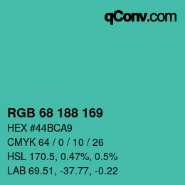 Farbcode: RGB 68 188 169 | qconv.com