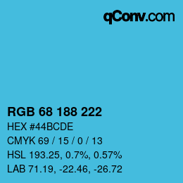 Color code: RGB 68 188 222 | qconv.com