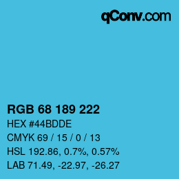 Color code: RGB 68 189 222 | qconv.com