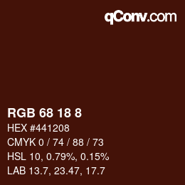 Color code: RGB 68 18 8 | qconv.com