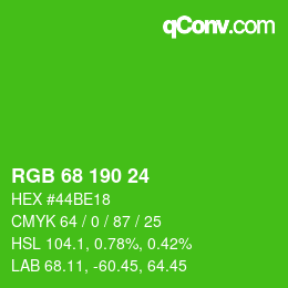 Color code: RGB 68 190 24 | qconv.com