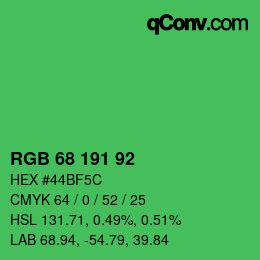 Color code: RGB 68 191 92 | qconv.com