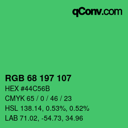 颜色代码: RGB 68 197 107 | qconv.com