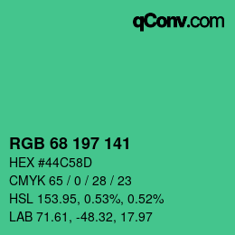 Color code: RGB 68 197 141 | qconv.com