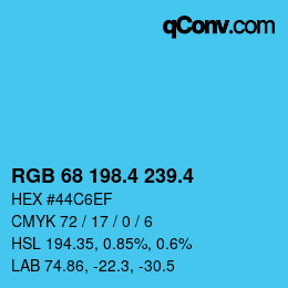 カラーコード: RGB 68 198.4 239.4 | qconv.com