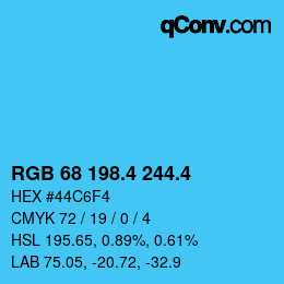 カラーコード: RGB 68 198.4 244.4 | qconv.com