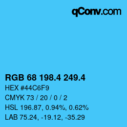 カラーコード: RGB 68 198.4 249.4 | qconv.com
