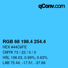 カラーコード: RGB 68 198.4 254.4 | qconv.com