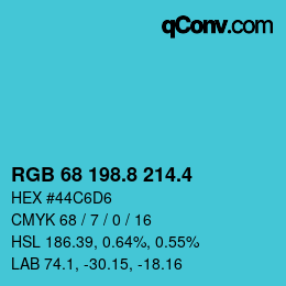 カラーコード: RGB 68 198.8 214.4 | qconv.com