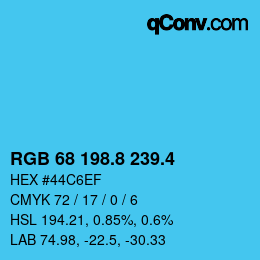 カラーコード: RGB 68 198.8 239.4 | qconv.com