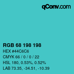 Color code: RGB 68 198 198 | qconv.com