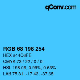 Color code: RGB 68 198 254 | qconv.com
