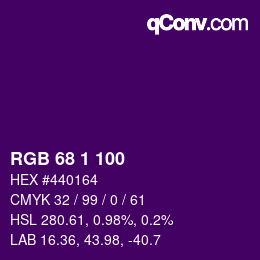 カラーコード: RGB 68 1 100 | qconv.com
