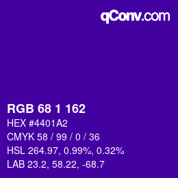 颜色代码: RGB 68 1 162 | qconv.com