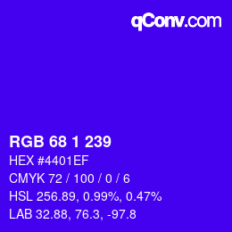 颜色代码: RGB 68 1 239 | qconv.com