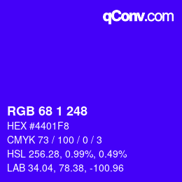Color code: RGB 68 1 248 | qconv.com