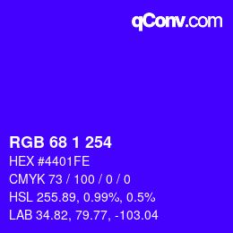颜色代码: RGB 68 1 254 | qconv.com
