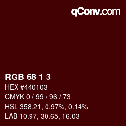 カラーコード: RGB 68 1 3 | qconv.com
