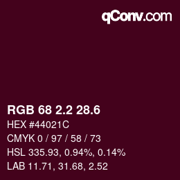 カラーコード: RGB 68 2.2 28.6 | qconv.com