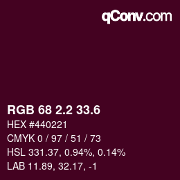 カラーコード: RGB 68 2.2 33.6 | qconv.com