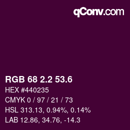 カラーコード: RGB 68 2.2 53.6 | qconv.com