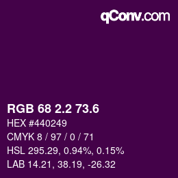 カラーコード: RGB 68 2.2 73.6 | qconv.com