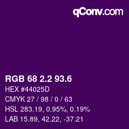 カラーコード: RGB 68 2.2 93.6 | qconv.com