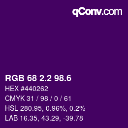 カラーコード: RGB 68 2.2 98.6 | qconv.com