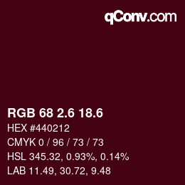 カラーコード: RGB 68 2.6 18.6 | qconv.com
