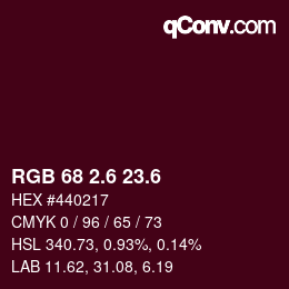 カラーコード: RGB 68 2.6 23.6 | qconv.com