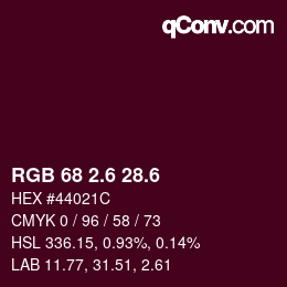 カラーコード: RGB 68 2.6 28.6 | qconv.com