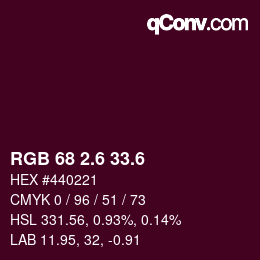 カラーコード: RGB 68 2.6 33.6 | qconv.com
