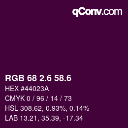 カラーコード: RGB 68 2.6 58.6 | qconv.com