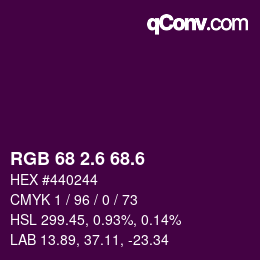 カラーコード: RGB 68 2.6 68.6 | qconv.com