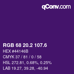 カラーコード: RGB 68 20.2 107.6 | qconv.com
