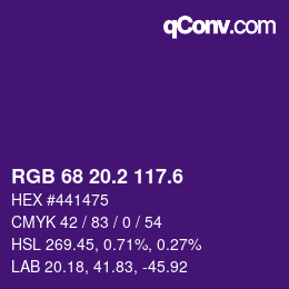 カラーコード: RGB 68 20.2 117.6 | qconv.com