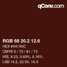 カラーコード: RGB 68 20.2 12.6 | qconv.com