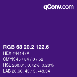 カラーコード: RGB 68 20.2 122.6 | qconv.com