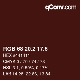 カラーコード: RGB 68 20.2 17.6 | qconv.com